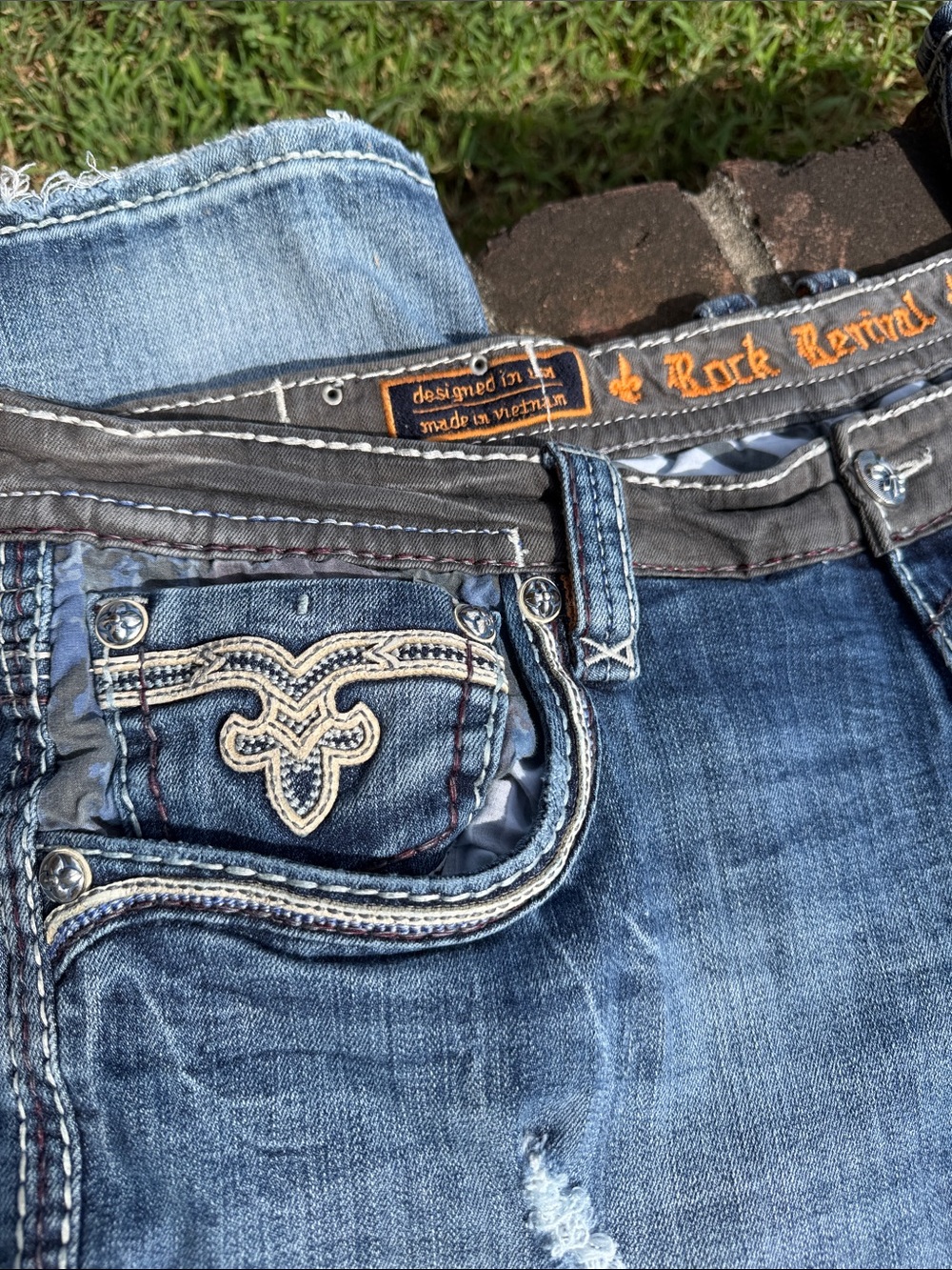 Rock Revival "Tyme" straight leg blue jeans size 44 - Picture 5 of 8